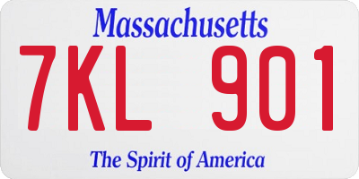 MA license plate 7KL901