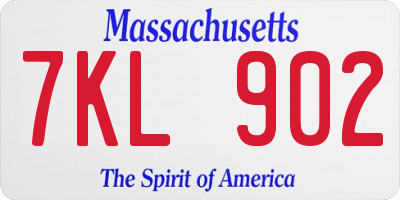 MA license plate 7KL902