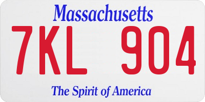 MA license plate 7KL904