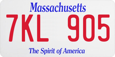 MA license plate 7KL905