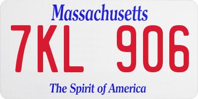 MA license plate 7KL906
