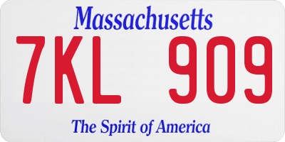 MA license plate 7KL909
