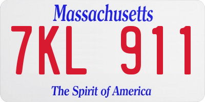 MA license plate 7KL911