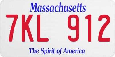 MA license plate 7KL912