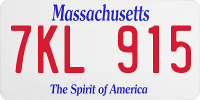 MA license plate 7KL915