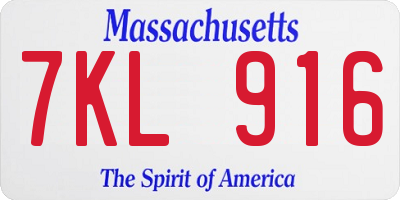 MA license plate 7KL916