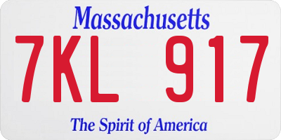 MA license plate 7KL917
