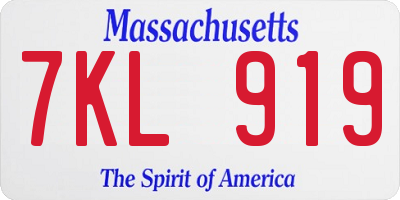 MA license plate 7KL919