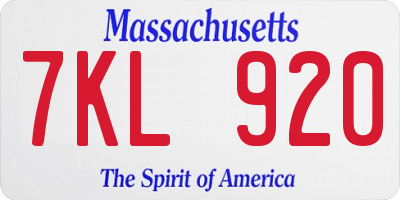 MA license plate 7KL920