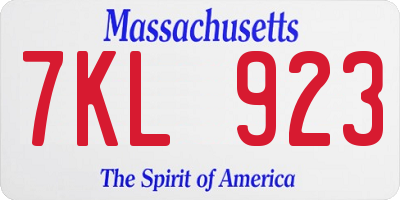 MA license plate 7KL923
