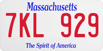 MA license plate 7KL929