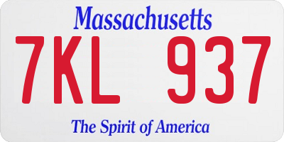 MA license plate 7KL937
