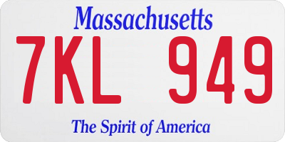 MA license plate 7KL949