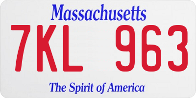 MA license plate 7KL963