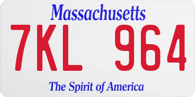 MA license plate 7KL964