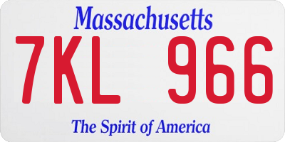 MA license plate 7KL966