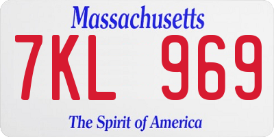 MA license plate 7KL969