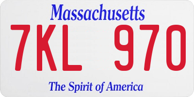 MA license plate 7KL970