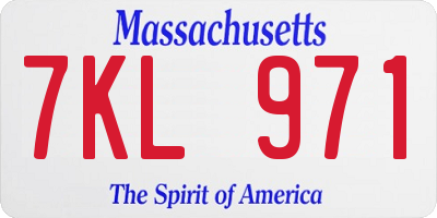 MA license plate 7KL971
