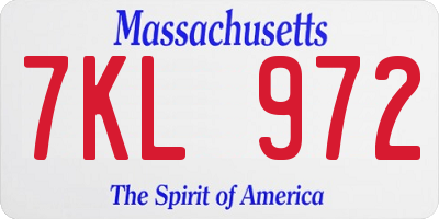 MA license plate 7KL972