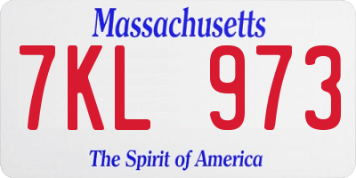 MA license plate 7KL973