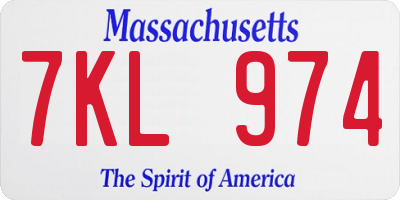 MA license plate 7KL974