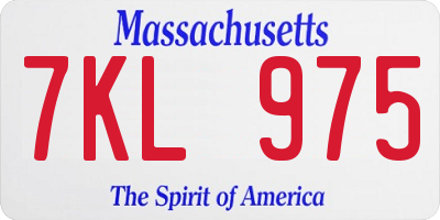 MA license plate 7KL975