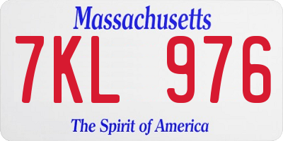 MA license plate 7KL976