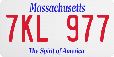 MA license plate 7KL977