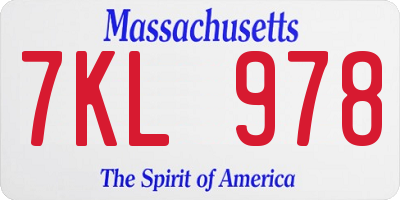 MA license plate 7KL978