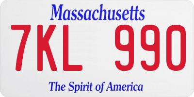 MA license plate 7KL990