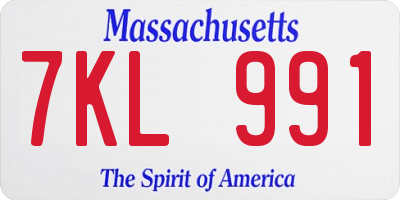 MA license plate 7KL991