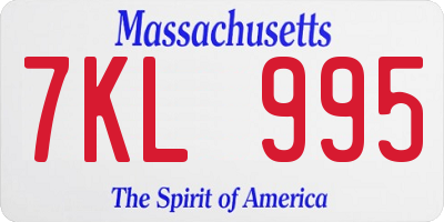 MA license plate 7KL995