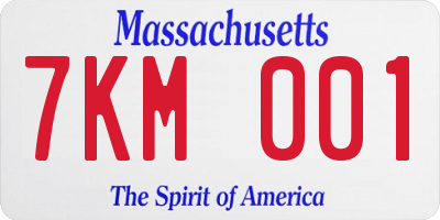 MA license plate 7KM001