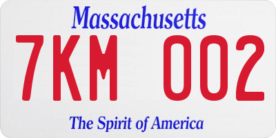 MA license plate 7KM002