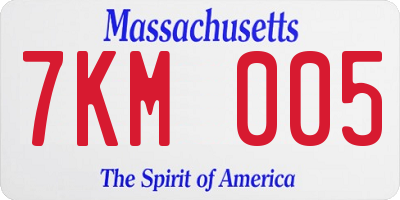 MA license plate 7KM005