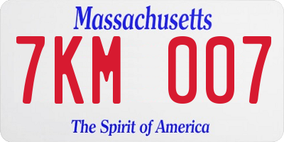 MA license plate 7KM007
