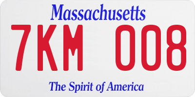 MA license plate 7KM008
