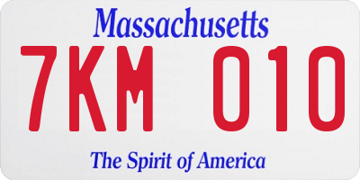 MA license plate 7KM010