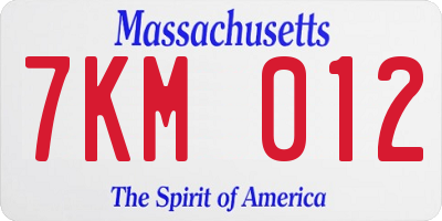 MA license plate 7KM012