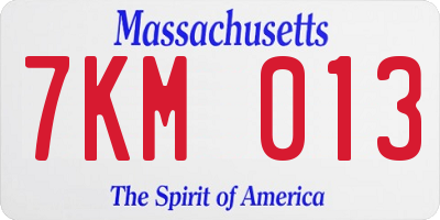 MA license plate 7KM013