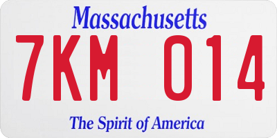 MA license plate 7KM014