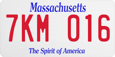 MA license plate 7KM016