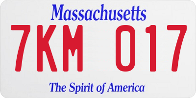 MA license plate 7KM017