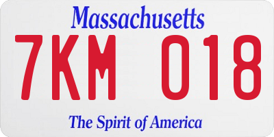MA license plate 7KM018