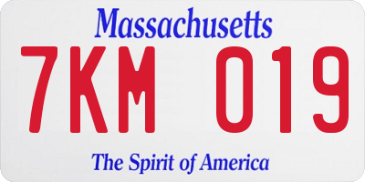 MA license plate 7KM019