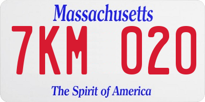 MA license plate 7KM020