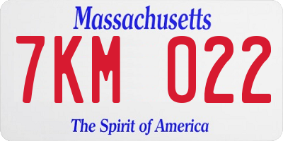 MA license plate 7KM022