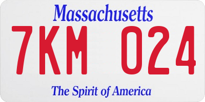 MA license plate 7KM024