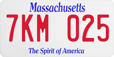 MA license plate 7KM025